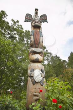 American Indian totem decorates and protects beautiful park