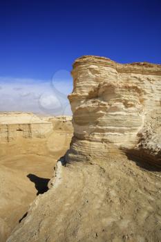 The dry dehydrated canyons in desert near to the Dead Sea