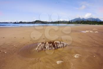 Picturesque sandy dunes at the western coast of island Vancouver