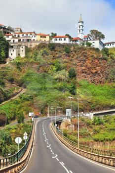 Automobile highway on the famous island of Madeira.