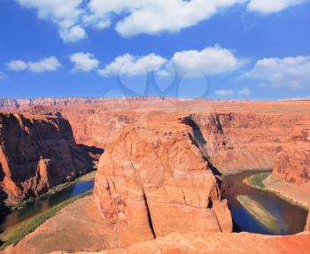 The famous Colorado River in the picturesque Horseshoe bend. Red Desert in the Navajo Reservation