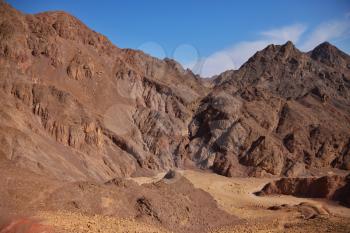Ancient mountains in vicinities of Eilat in Israel. Warm winter day