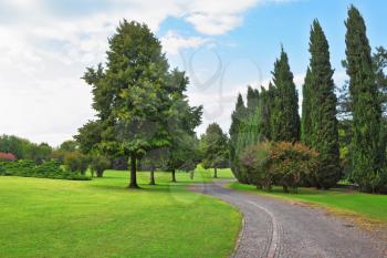 The most romantic landscape park garden in Italy. Comfortable walking path goes through the green grassy lawn