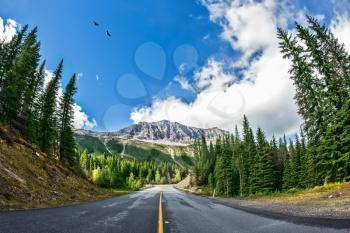 Rocky Mountains of Canada. The picturesque road in Yoho National Park