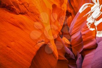 Fantastic slot-canyon Antelope in the Navajo reservation. Incredible color slot canyon Antelope Arizona, USA