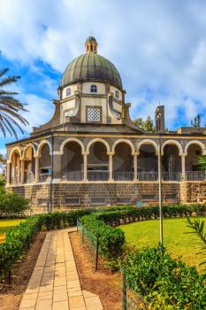 Catholic church dedicated to the Beatitudes. Paved with smooth stones path leads to the temple