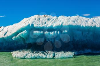 Argentine Patagonia, Lake Viedma. A huge white-blue iceberg floating in the warm summer sun