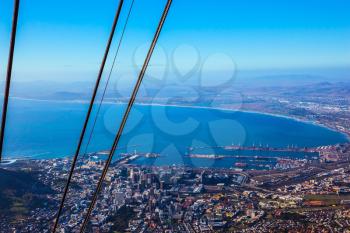 Magnificent views from the huge ferris wheel. Cape Town port, South Africa