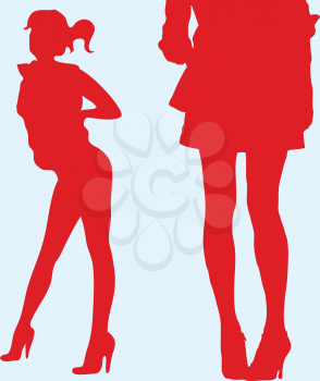 Royalty Free Clipart Image of a Woman and a Pair of Legs in Red