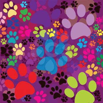 Royalty Free Clipart Image of Coloured Paw Prints