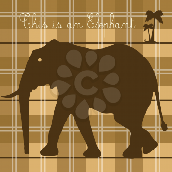 Royalty Free Clipart Image of an Elephant on a Plaid Background