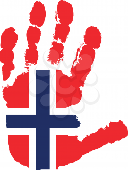 Royalty Free Clipart Image of a Flag of Norway on a Grunge Palm