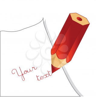 Royalty Free Clipart Image of a Red Crayon Writing Your Text on White Paper