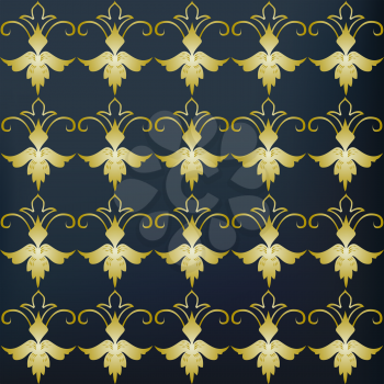 Royalty Free Clipart Image of a Vintage Blue and Gold Background