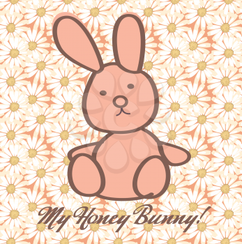bunny rabbit on flowery card
