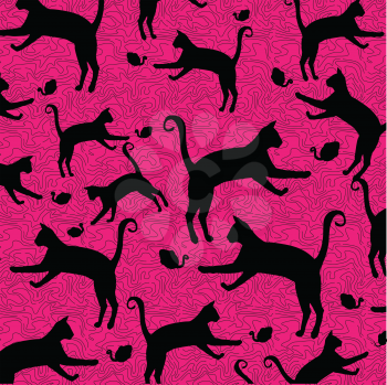 cats and mice on pink background