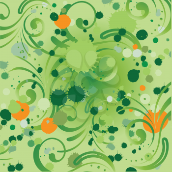 green background with splash and nature curles
