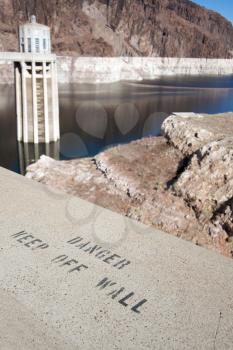 Royalty Free Photo of a Danger Danger Sign at the Hoover Dam