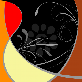 Royalty Free Clipart Image of a Black, Orange, Grey, Red and Yellow Background