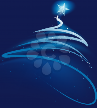 Royalty Free Clipart Image of a Blue Christmas Tree and Background