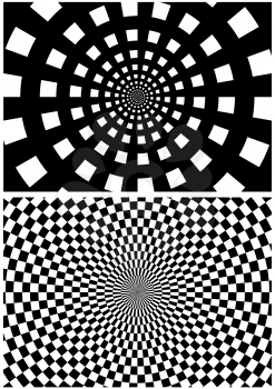 Royalty Free Clipart Image of Black and White Checkered Backgrounds