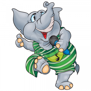 Royalty Free Clipart Image of an Elephant With a Microphone