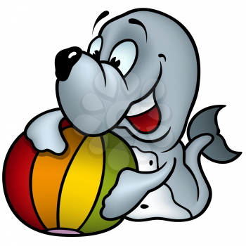 Royalty Free Clipart Image of a Seal and Ball