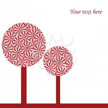 Royalty Free Clipart Image of Red Conceptual Trees With Space For Text