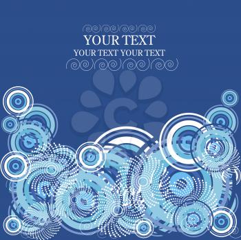 Royalty Free Clipart Image of a Blue Background With Circles and Space for Text