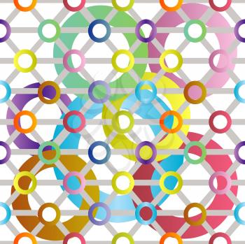 Royalty Free Clipart Image of a Retro Background With Coloured Circles