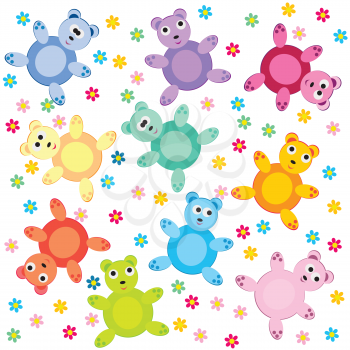 Royalty Free Clipart Image of a Coloured Teddy Bear Background