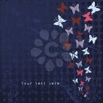 Royalty Free Clipart Image of Butterflies on a Dark Background
