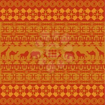 Royalty Free Clipart Image of an Orange African Themed Background