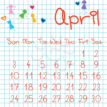 Royalty Free Clipart Image of an April Calendar