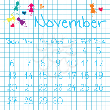 Royalty Free Clipart Image of a November Calendar