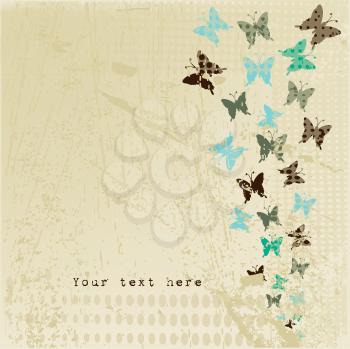 Royalty Free Clipart Image of Butterflies on a Grunge Background