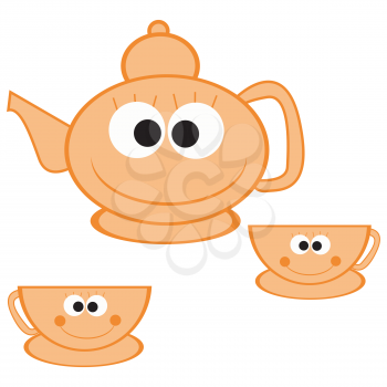 Orange teapot with cups