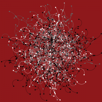 Red background with abstract network