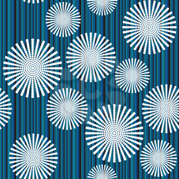 Retro background with stripes and abstract flowers, pattern