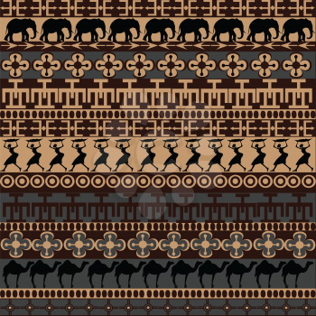 Texture with African traditional ornaments and symbols