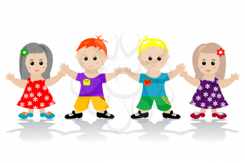 Royalty Free Clipart Image of Four Happy Children