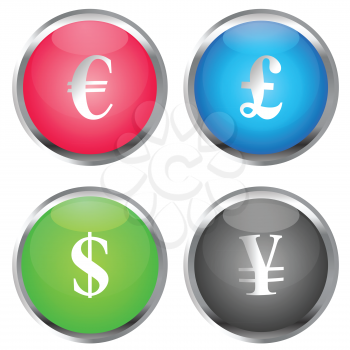 Colored buttons with money symbols