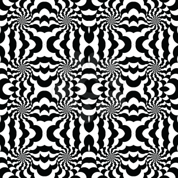 Seamless pattern with optical effect in black and white