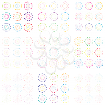 Set of different colored floral elements