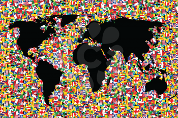 World map on background made of flags