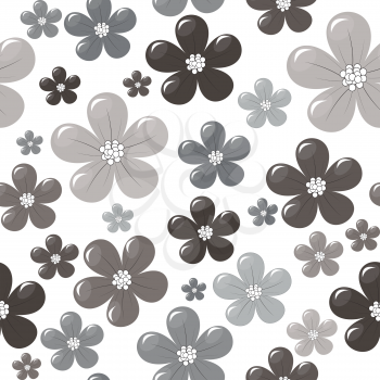 Seamless pattern with grey flowers