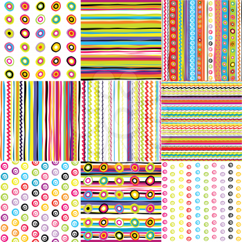 Set of doted and striped backgrounds for kids