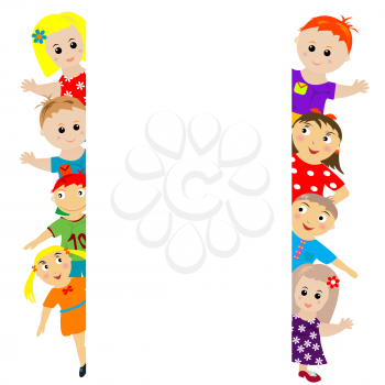 Banner with sylized kids around