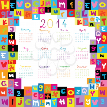 2014 Calendar with letter for schools