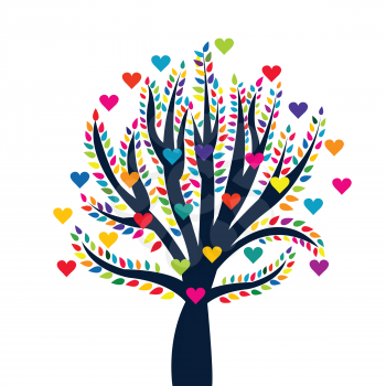 Love tree isolated over white background